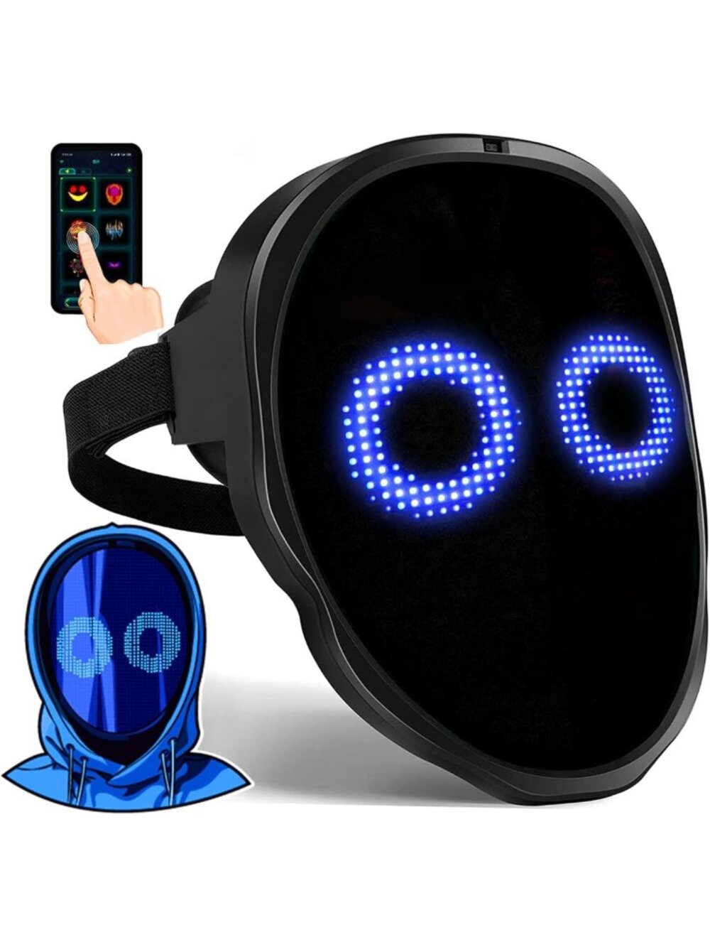LED Halloween Mask with Gesture Control & Customizable Features - Spooky Fun!